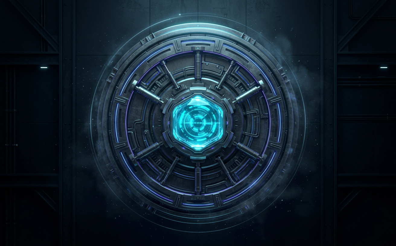 Cinematic metallic time vault